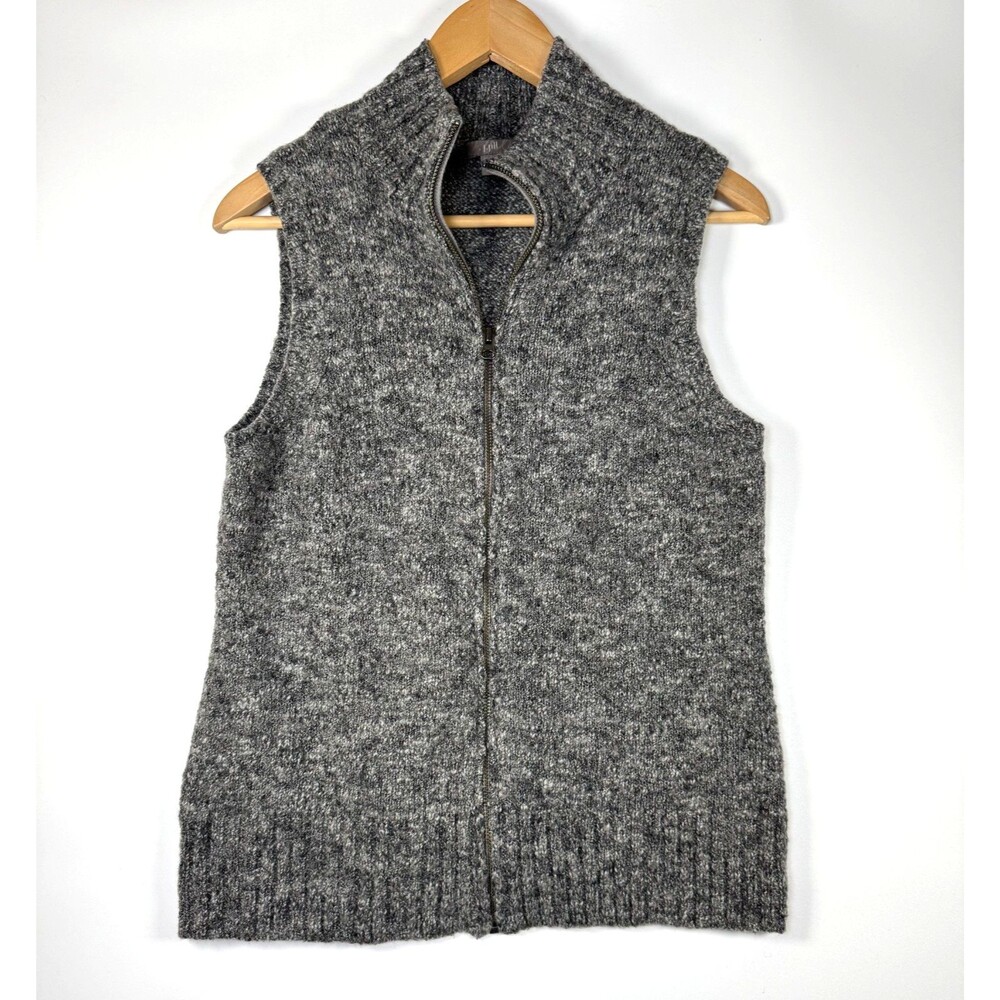 J Jill Wool Alpaca Blend Zip Sweater Vest Medium Gray Textured Knit Luxe Cozy‎